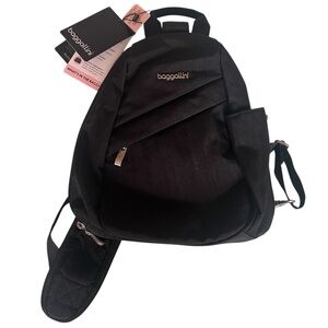 Baggallini Black Sling Backpack MDS726 NWT Water Resistant Nylon